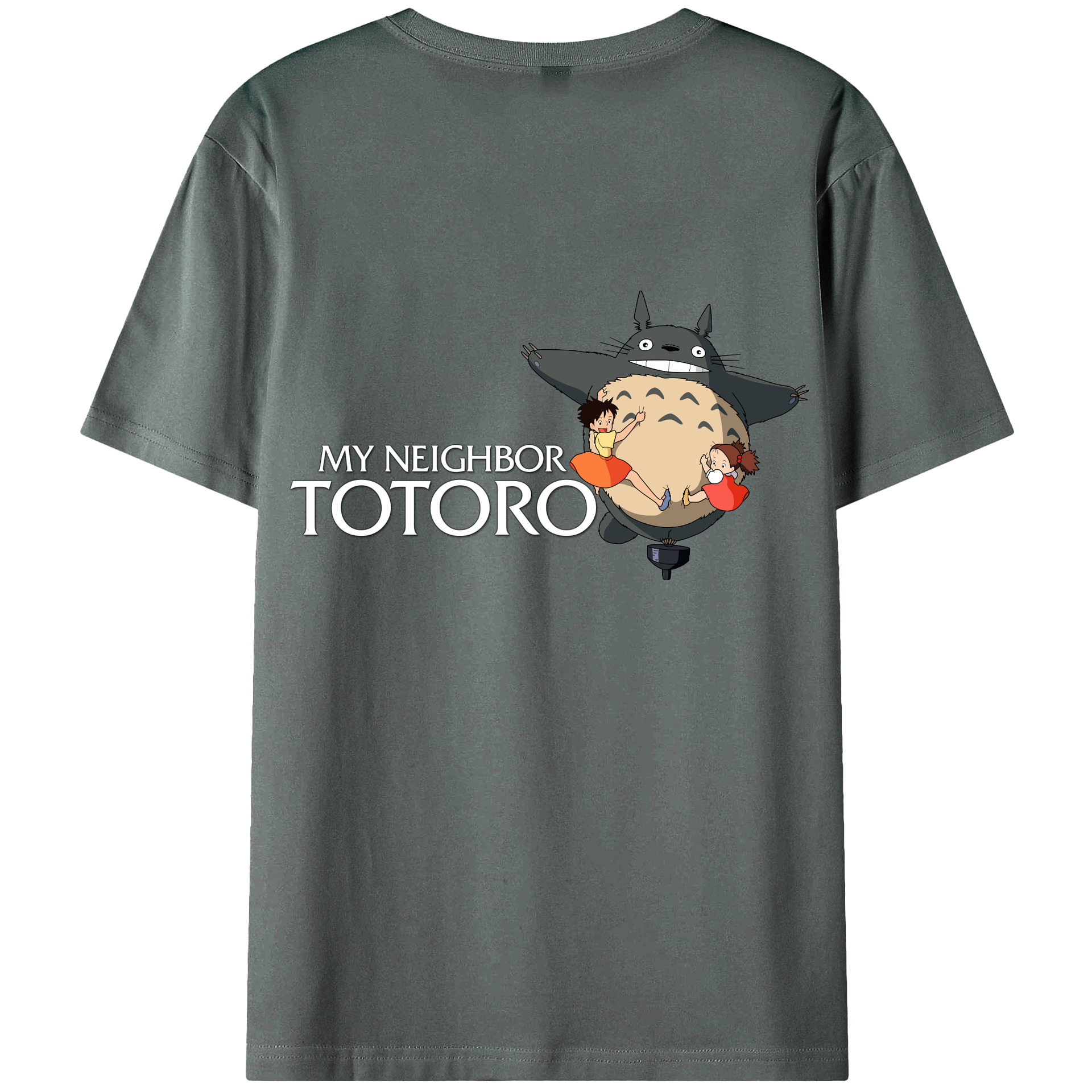 （画像用） となりのトトロ 草壁メイ 草壁サツキ My Neighbor Totoro Satsuki Kusakabe Mei Kusakabe 綿100％ メンズ半袖Tシャツ（バックプリント） 通気性